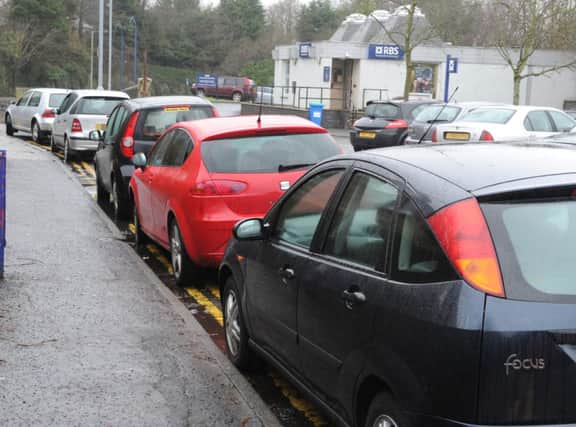 Illegally parked cars in Lenzie
