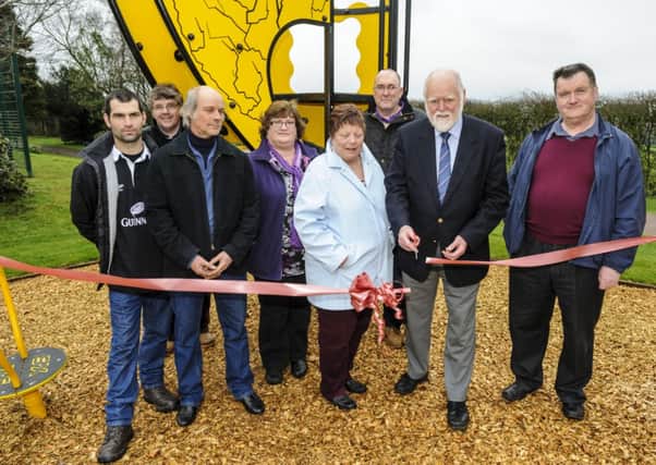 Ceremonial duty...Carnwath Play Park was officially opened by Councillor Hamish Stewart (Pic Andrew Wilson)