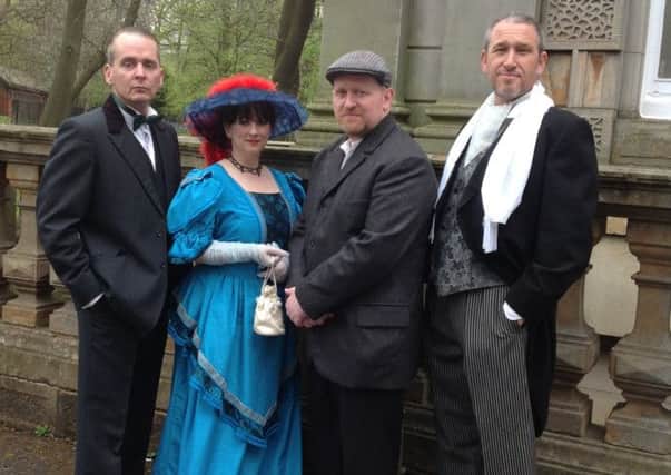 From left: Robert Radcliffe as William Blackwood (Lipton's biographer), John Love as worker William Love, Reaghan Reilly as Lipton's mother and Graeme Dallas as the man himself.