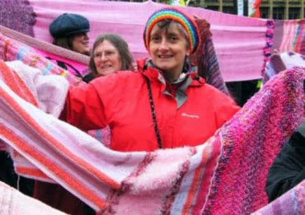 In the pink...Clydesdale knitter Jean Oliver