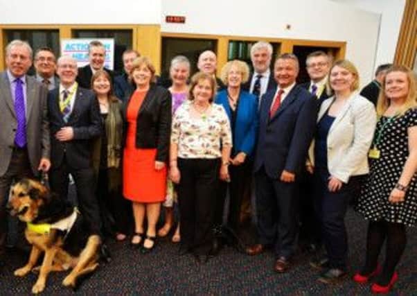 Debbie Scanlan (far right) at the reception in the Scottish Parliament where she told MSPs of her struggles to get employed.