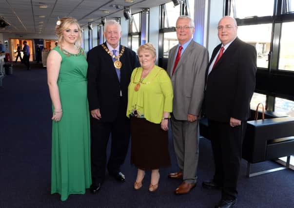 Provost Robertson ( second left) with guests (left to right) Lauren Strain, South Lanarkshire Provost Eileen Logan, Councillor Jim Logue, and Charles Fawcett.