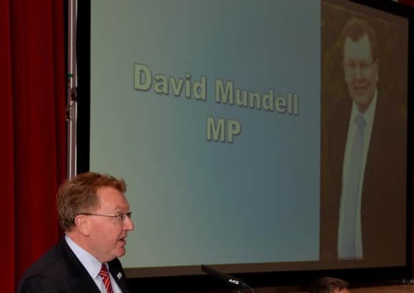 Better Together...said Clydesdale MP David Mundell at the Carluke and Lanark Gazette Scottish Independence Debate in Lanark Memorial Hall on Monday, May 26, 2014 (Pic Rodger Price)