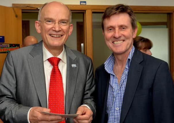 Work colleagues...Dr Alec Workman (left) with Dr Iain Christie at his retiral bash on Friday, May 30, 2014 (Pic Rodger Price)