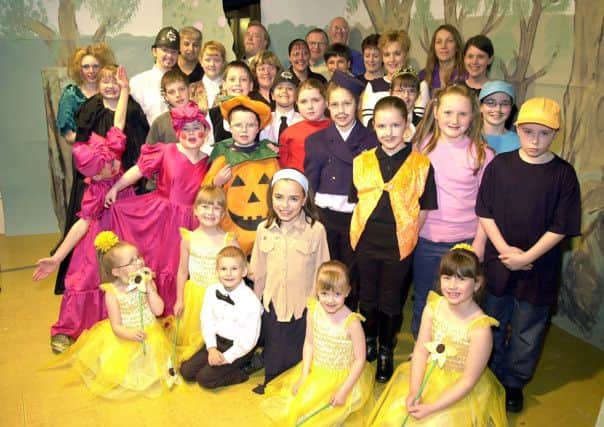 PANTOMIME KIDS: Abronhill youngsters who took part in a performance of Cinderella in  St. Lucys Church Hall in 2002. The event was organised by Abronhill Neighbourhood Watch. (Picture by Alan Murray, ref. 4246)