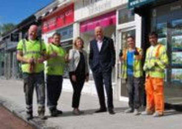 GROUND WORK: Workers Kevin Gallagher, Robert Leitch, Stuart McGinlay and Manuel Reiss with Economic Development Manager Gail Macfarlane and Councillor Alan Moir, Convener of Development and Regeneration.