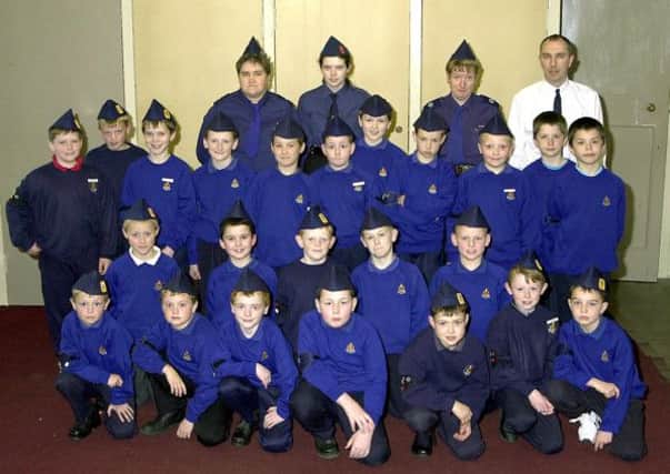BB ON PARADE: Youngsters of 1st Kilsyth Boys Brigade, are pictured at their parents evening in Burns and Old Parish Church in 2002. (Picture by Alan Murray, ref. 4300)