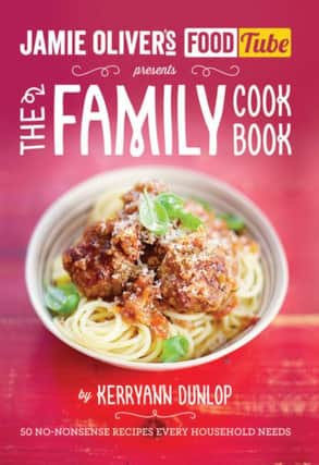 Book cover of The Family Cook Book by Kerryann Dunlop, a Jamie Oliver Food Tube book, published by Penguin.