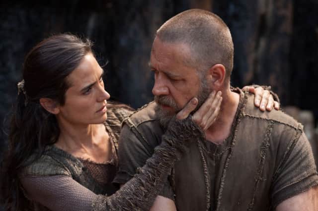 Jennifer Connelly as Naameh and Russell Crowe as Noah in Noah.