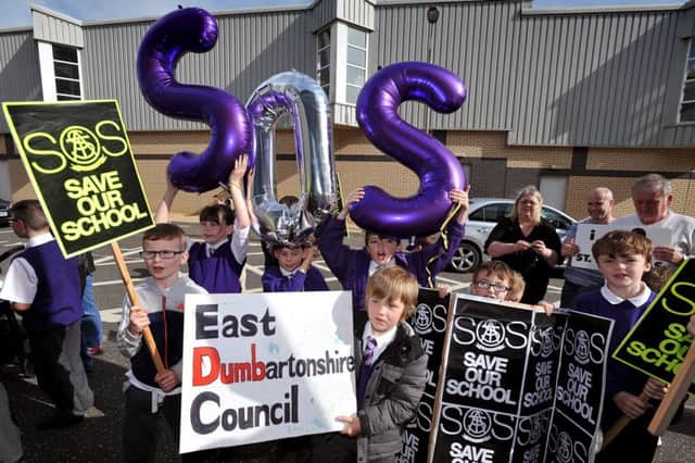 FLASHBACK: Pupils and parents staged a demo earlier this year outside council headquarters