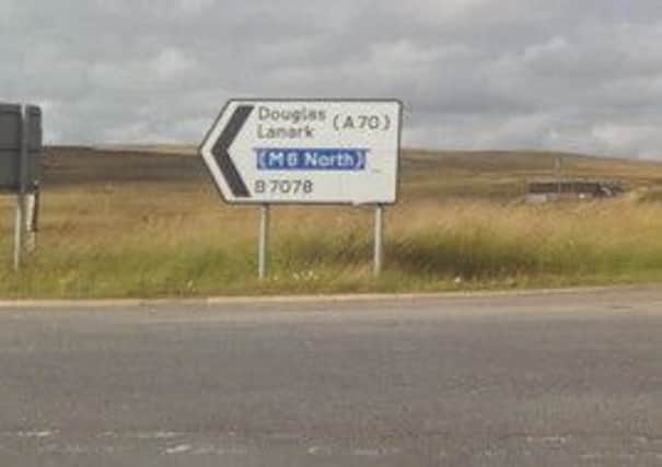 Sign...to Lanark, Douglas, and the M6