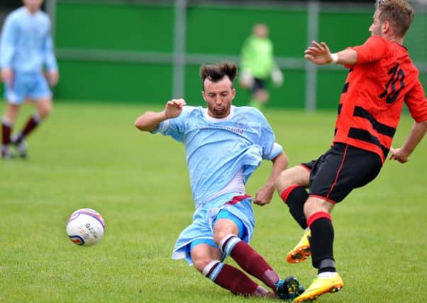 Cumbernauld United's James Brown in action against Rob Roy on Saturday.