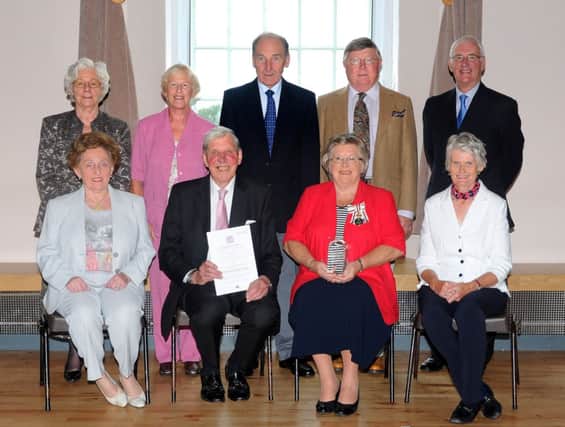 Michael Pell and Lord Lieutenant Mrs Marjory McLachlan (front-centre) with the Friends of Abbeyfield Killearn.
