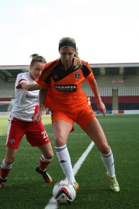 On-loan US star Morgan Marlborough in action for Glasgow City.