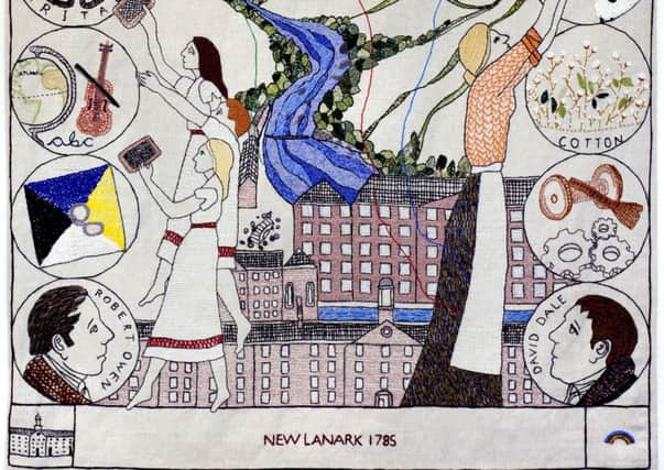 New Lanark panel...in the Great Tapestry of Scotland now on display in the village (Picture by Alex Hewitt)