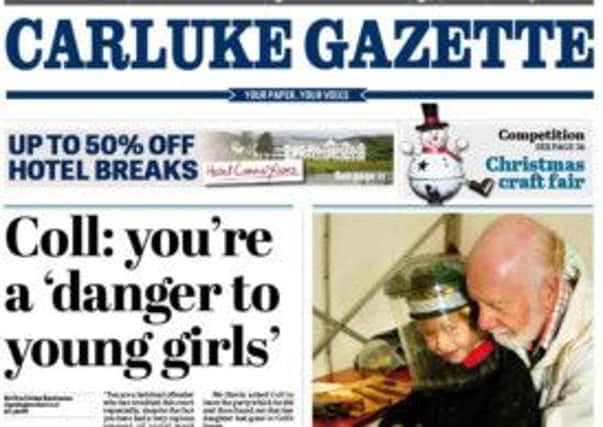 Front page...this week's Carluke Gazette