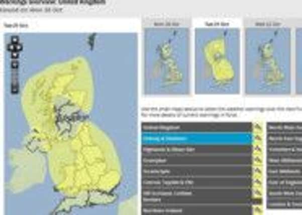 Warning...but Met Office map shows winds bypassing Clydesdale