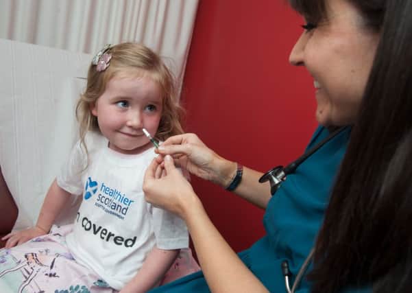 Children are given the flu vaccination nasally