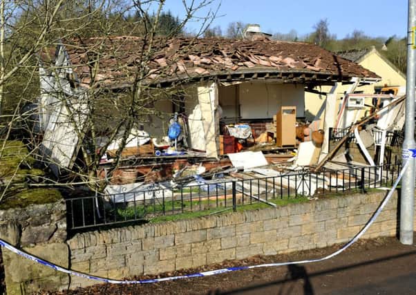 Afterrmath...of the explosion which destroyed the couple's home in Turfholm, Lesmahagow