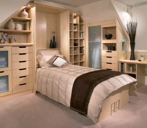 24 Hour Room concept with foldaway bed, by bespoke fitted furniture specialist, Neville Johnson.