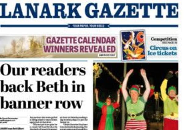 Backing Beth...this week's Lanark Gazette