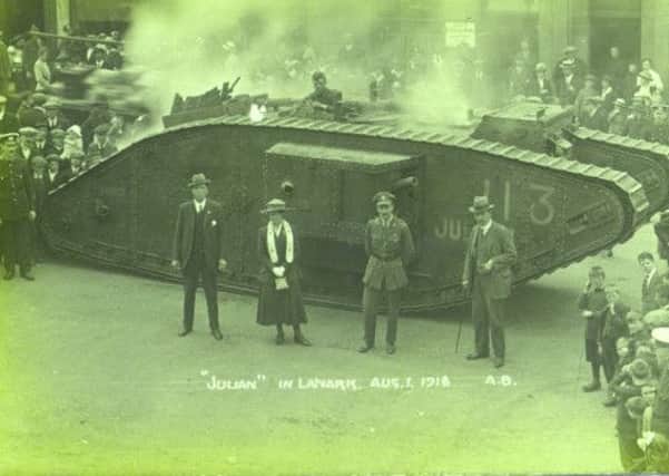 Visitor...Julian the Tank in Lanark, 
August 1 1918 (Submitted picture)