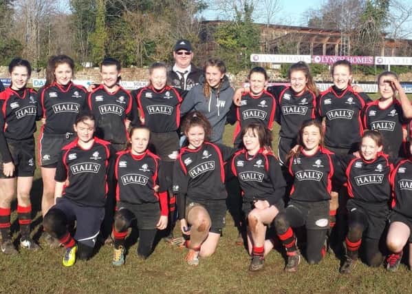 Winners...Biggar Rugby Club under-15 girls who won iin Brewin Dolphin Cup quarter-final