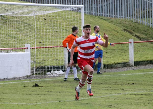McStay-ing on course...Jonny McStay wheels away after putting Gow 2-0 up on Saturday (Pic by Johnny Weir)