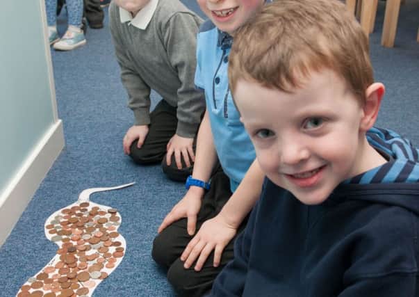 Snake...filling up with coins in Crawforddyke Primary (Pic Sarah Peters)