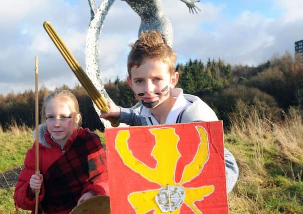 Image: by Gary Hutchison. EASTFIELD, The Arria, Pupils from Baird Memorial Primary School take part in a re-enactment of a Roman battle.