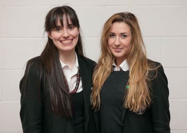 Ready for debate... Lanark Grammar duo Rachael Miller and Rhianna  McGrath (Pic by Sarah Peters)