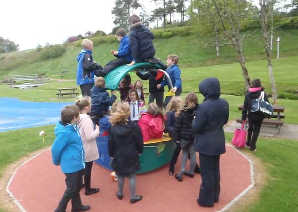 Photos of new play equipment bought by Friends of Burnbraes in Biggar; pics submitted by Janet Moxley June 2015