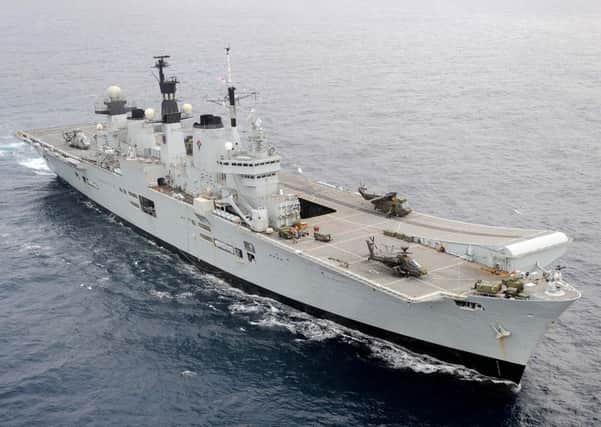 HMS Bulwark is taking part in Cougar, a three month deployment to the Mediterranean as part of the United Kingdomâ¬"s Response Force Task Group, exercising with key allies. Exercises will include Corsican Lion, which will test the maritime element of the UK-French Combined Joined Expeditionary Force (CJEF), and exercise Albanian Lion which will provide superb faculties for the Lead Commando Group to train with Albanian forces, consolidating our relationship.

Picture taken during a photex of Cougar 12 task force with HMS Bulwark taking the lead. The other vessels in the group are HMS Illustrious, RFA Mounts Bay, HMS Montrose, HMS Northumberland and Merchant Vessel Hartland Point.

Picture shows HMS Illustrious during the photex.

Photograph by LA(Phot) Joel Rouse
HMS Bulwark

http://www.facebook.com/royalnavy
http://www.pinterest.com/royalnavy
http://www.youtube.com/royalnavyofficial
http://www.youtube.com/twosixtv