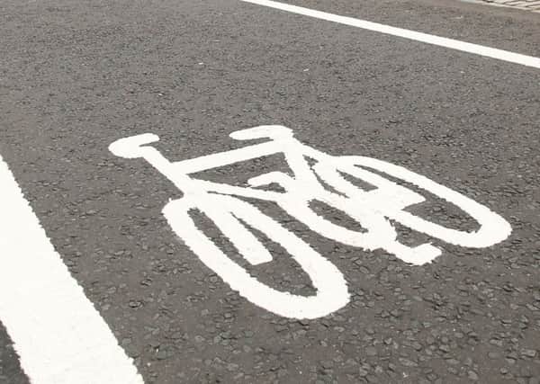 The new cycle lane in George Street, Edinburgh.