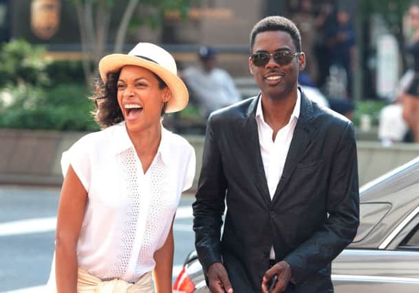 Film Still Handout from Top Five, with Rosario Dawson and Chris Rock. See PA Feature DVD DVD Reviews. Picture credit should read: PA Photo/Paramount Pictures/IAC Films/Ali Paige Goldstein. WARNING: This picture must only be used to accompany PA Feature DVD DVD Reviews .