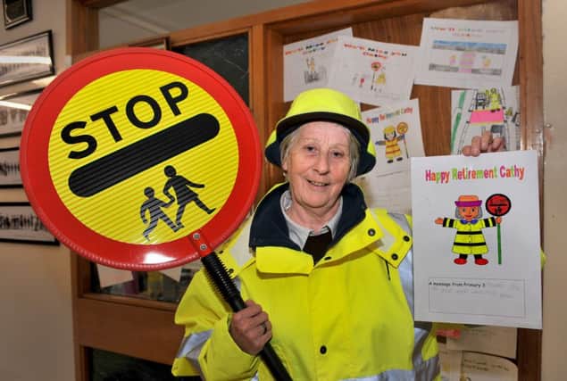 St Andrew's Primary, Bearsden, lollipop lady retiring Cathy Gillen after 31 years.