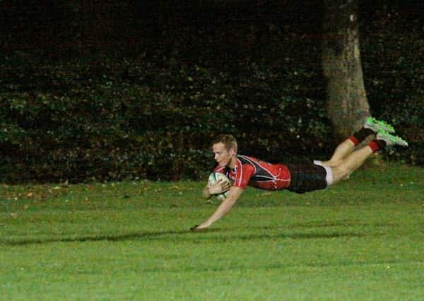 Richard Peacock scores a try at Kirkcaldy (Pic by Nigel Pacey)
