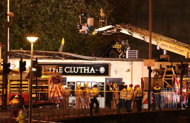 Scene of the tragic  helicopter crash at the Clutha Bar.