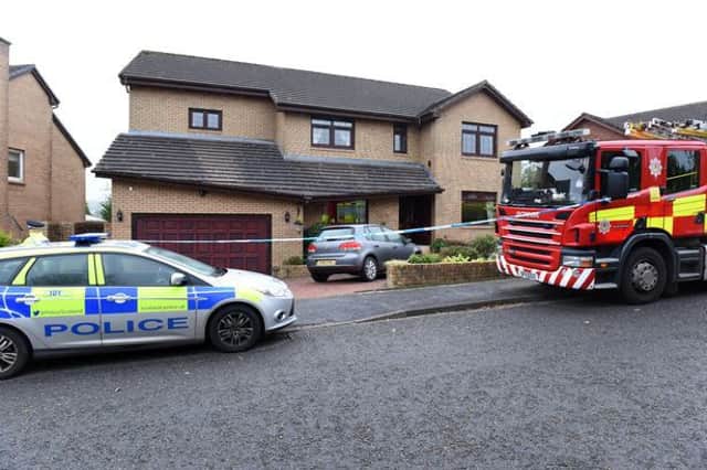 (c) Daily Record. Scene of tragic fire which claimed life of Monica Taylor