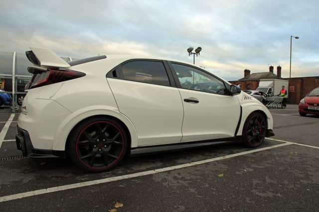 The rear exterior of the 2015 Honda Civic Type-R.
