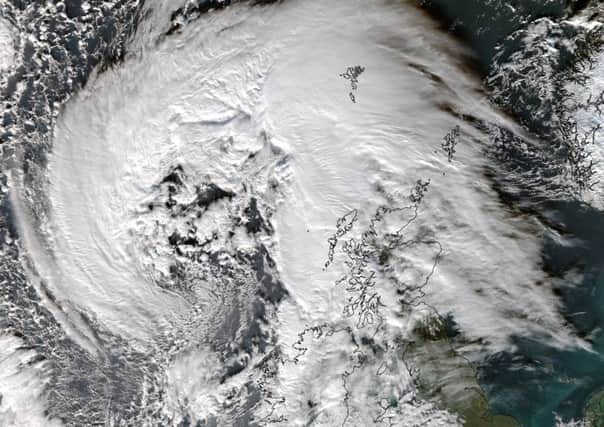 A satellite picture of Abigail which hit Scotland yesterday (Thursday). Picture: University of Dundee