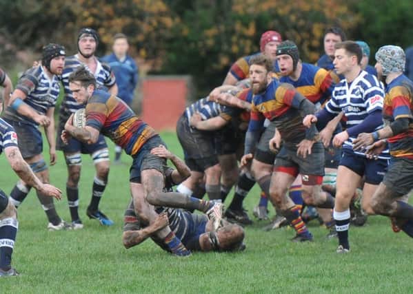 Lenzie try to get an attack going against Glasgow Accies on Saturday.