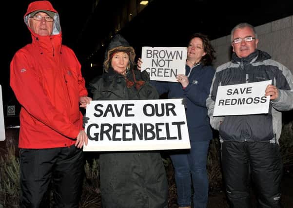 12-11-2015 Picture Roberto Cavieres.  KIRKINTILLOCH. Protest outside council HQ in Kirky by Greenbelt Preservation Group against Bellway Housing development at Milton of Campsie, before council meeting