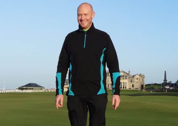 David Coyle is all smiles on the famous links after winning Kilsyth Lennox Golf Club's Race to St Andrews competition