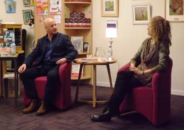 Craig Robertson in conversation with his partner and fellow crime novelist Alexandra Sokoloff at Rothesay Library.