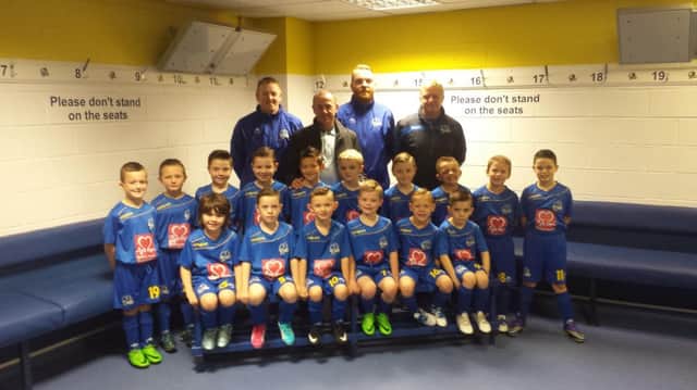 Cumbernauld Colts 2008s with their new strips bearing the British Heart Foundation logo