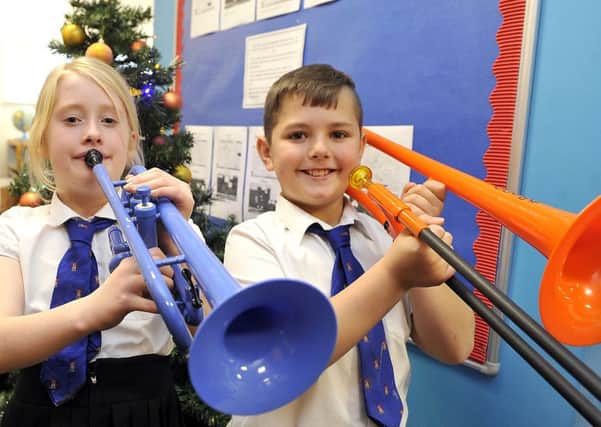 Trumpeting their enthusiasm...youngsters at High Mill Primary, Carluke (Photo by Emma Mitchell)