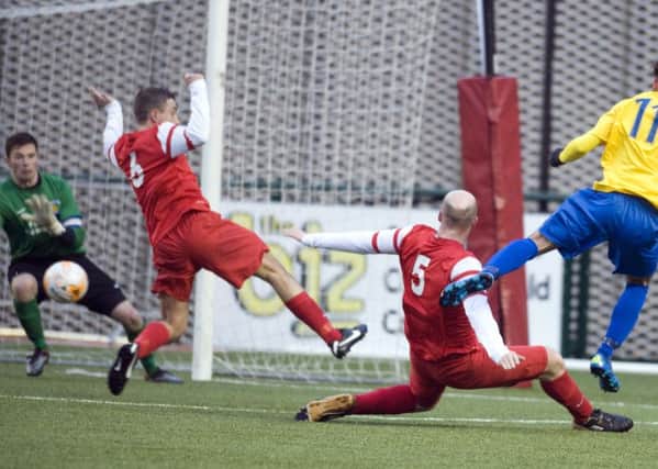 Stephen O'Neill fires home to complete his historic hat-trick for Cumbernauld Colts