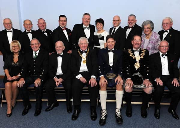 North Lanarkshire provost Jim Robertson, chief executive Paul Jukes and council leader Jim McCabe are joined by some of the event sponsors and guests at the annual Burns Supper.