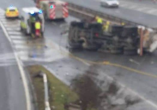 Driver in hospital after crashing cement mixer